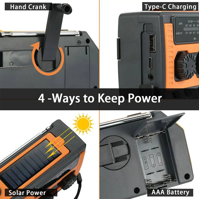 Emergency Radio with Solar Panel and Hand Crank
