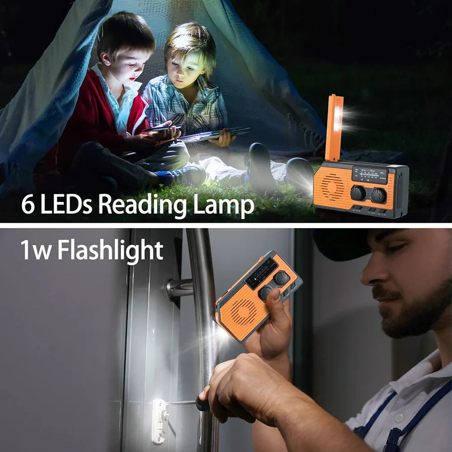 Emergency Radio with Solar Panel and Hand Crank