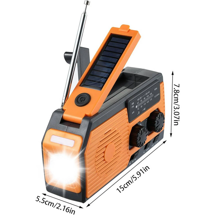 Emergency Radio with Solar Panel and Hand Crank