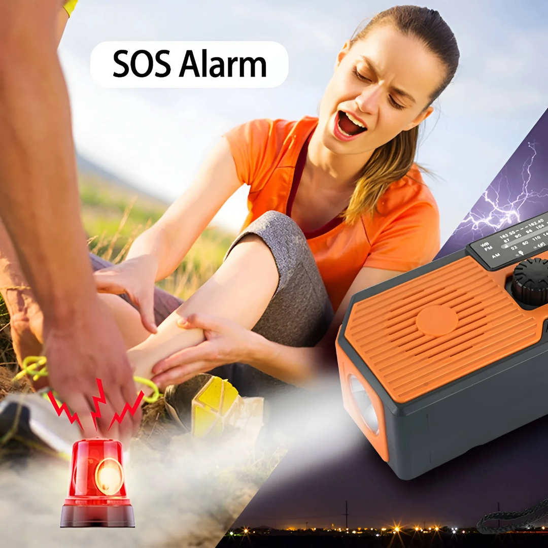 Emergency Radio with Solar Panel and Hand Crank