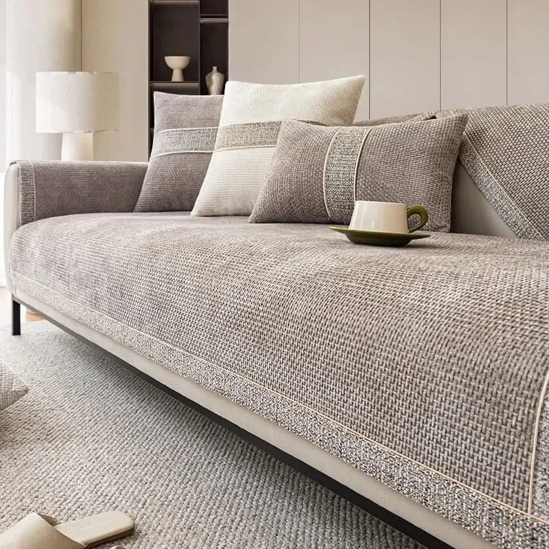 Polyester Sofa Cover Non-Slip Backing Machine Washable
