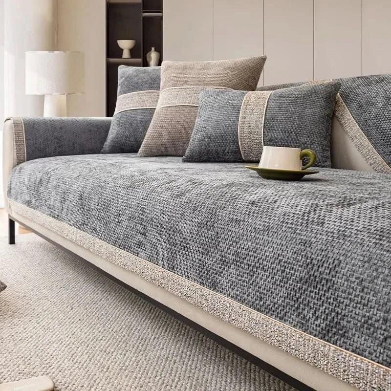 Polyester Sofa Cover Non-Slip Backing Machine Washable