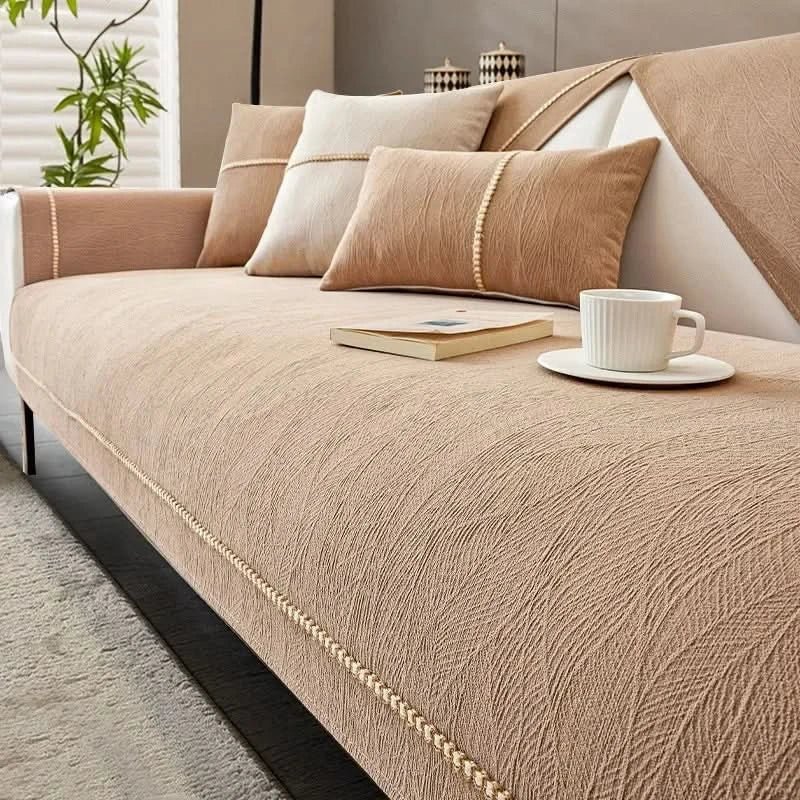 Polyester Sofa Cover Non-Slip Backing Machine Washable