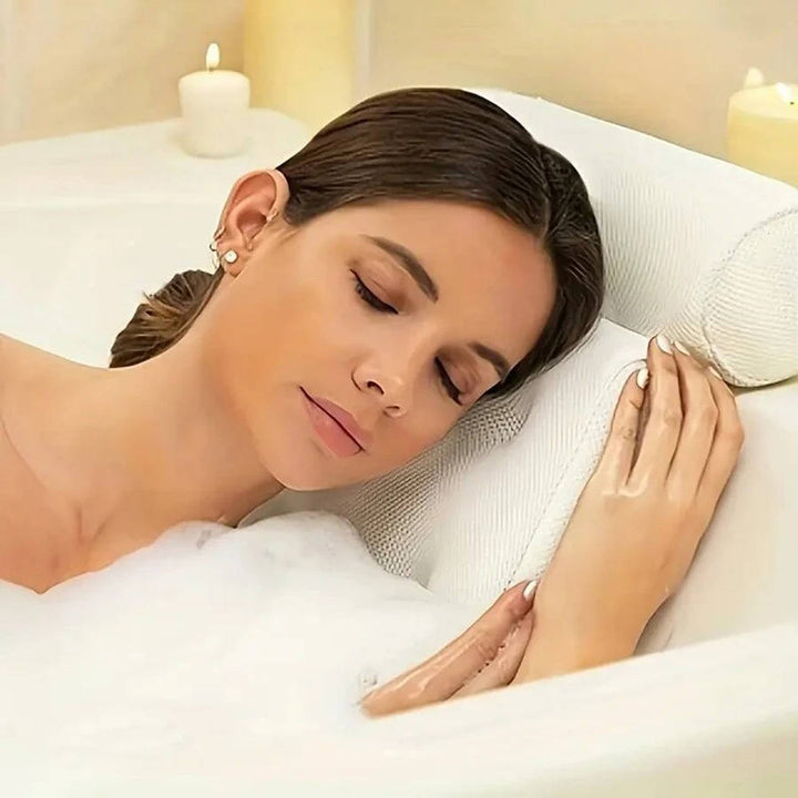 Bath Pillow with Suction Cups Neck and Back Support