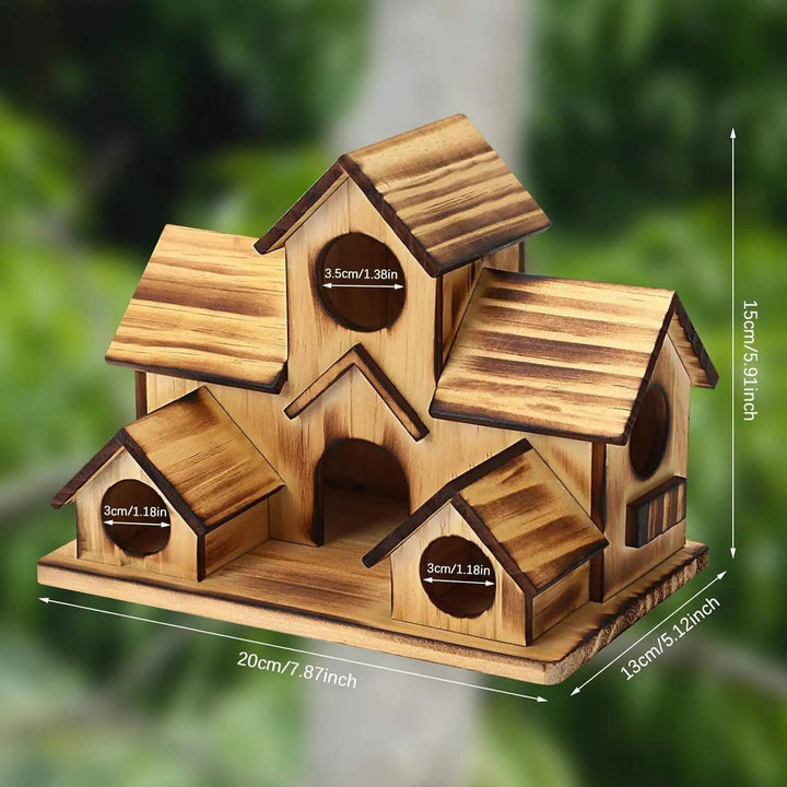Outdoor Wooden Birdhouse Hanging Feeder Natural Material Decorative
