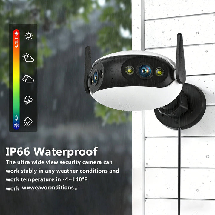 Outdoor WiFi Security Camera 4K 8MP Panoramic Night Vision