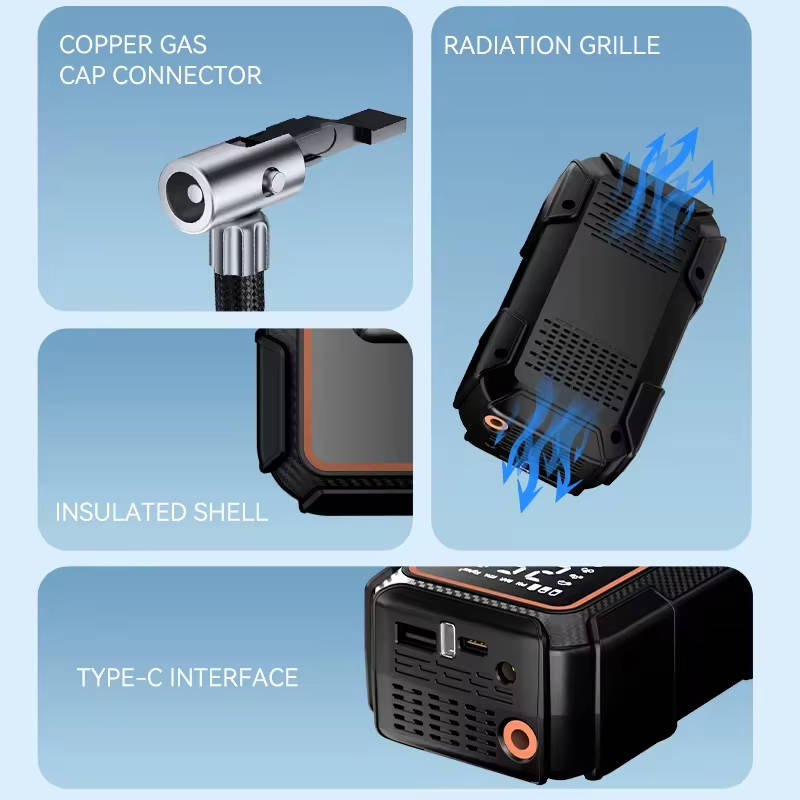 Portable Car Jump Starter with Air Compressor and LED 16800mAh
