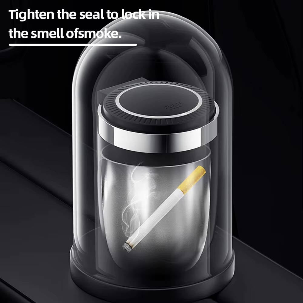 Portable Car Ashtray with Lid LED Cup Holder Smokeless Design