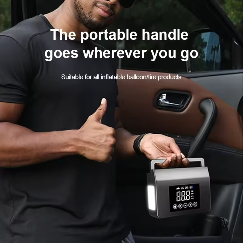 Portable Car Jump Starter with Tire Air Compressor Digital Display