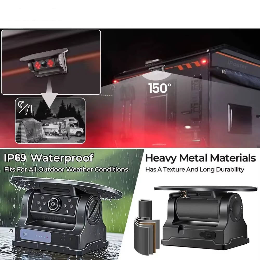 Wireless Backup Camera Kit with Solar Panel HD 1080P Monitor