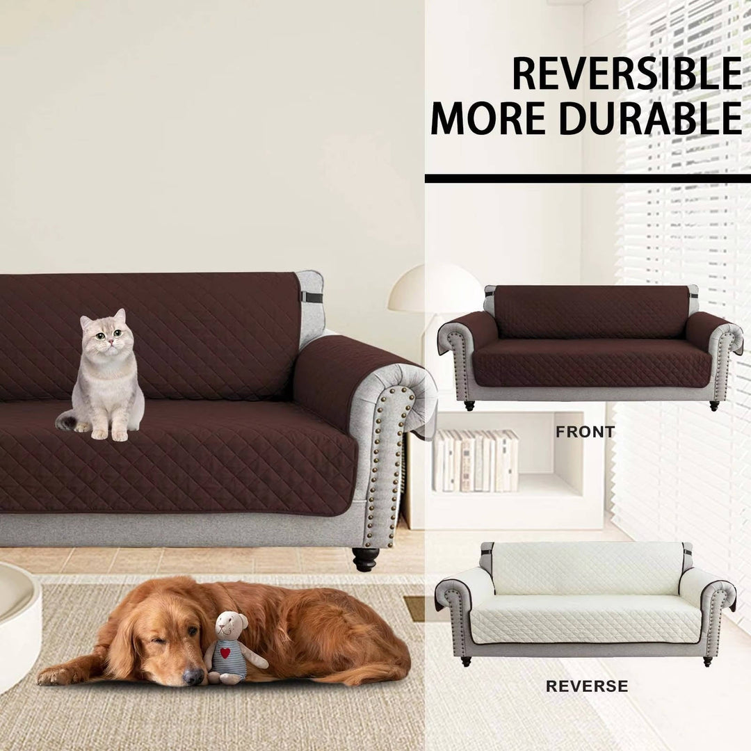 Reversible Sofa Cover Water Resistant Elastic Straps Pet Protector