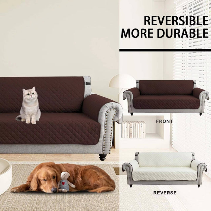 Reversible Sofa Cover Water Resistant Elastic Straps Pet Protector
