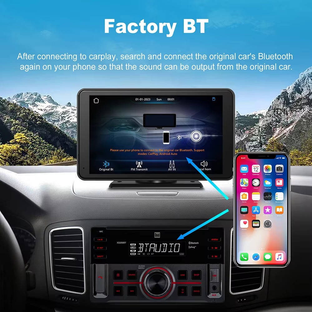 Portable Wireless CarPlay Touchscreen Compatible with iPhone and