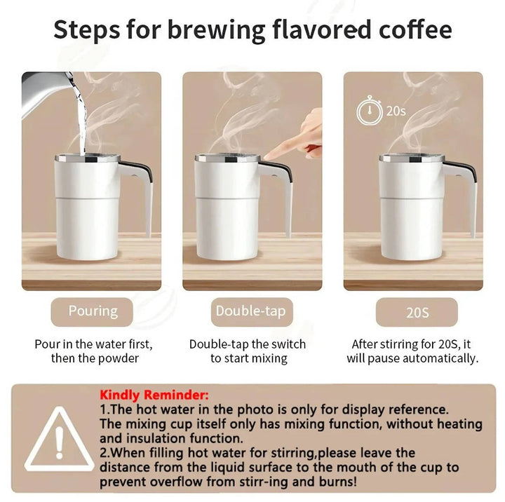 USB Rechargeable Heated Travel Coffee Mug Self-Mixing Waterproof