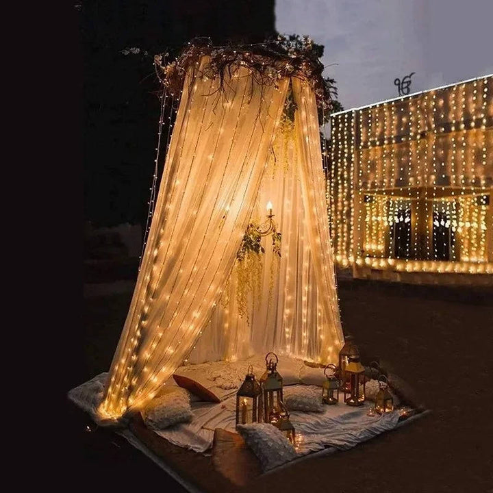 Outdoor Solar LED Curtain Lights Waterproof Fairy String