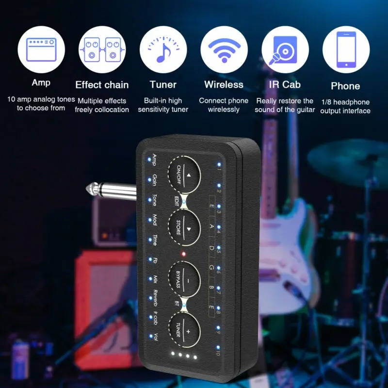 Portable Guitar Headphone Amplifier Mini Plug-In for Acoustic Bass