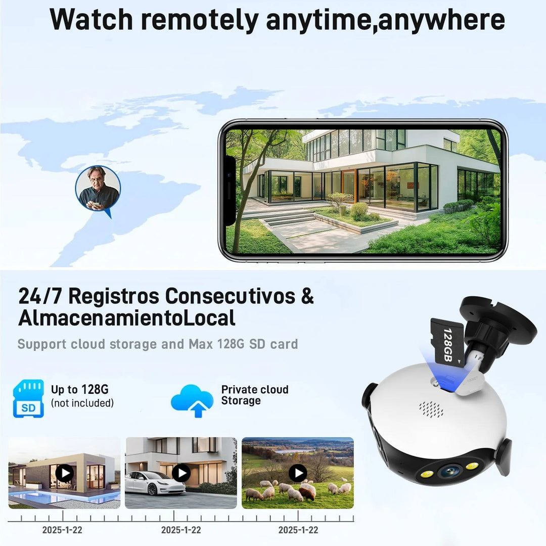 Outdoor WiFi Security Camera 4K 8MP Panoramic Night Vision