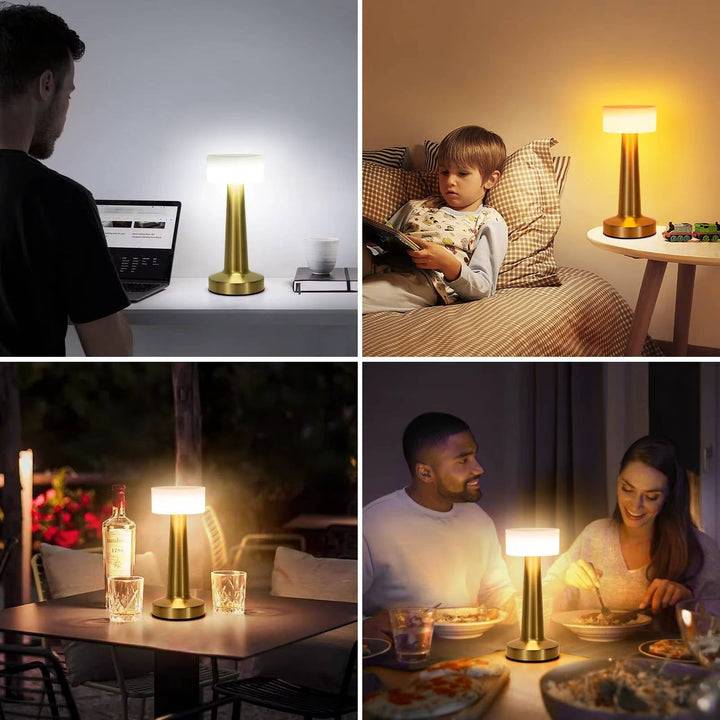 Cordless Table Lamp with Rechargeable Battery Metal Accent Ambient