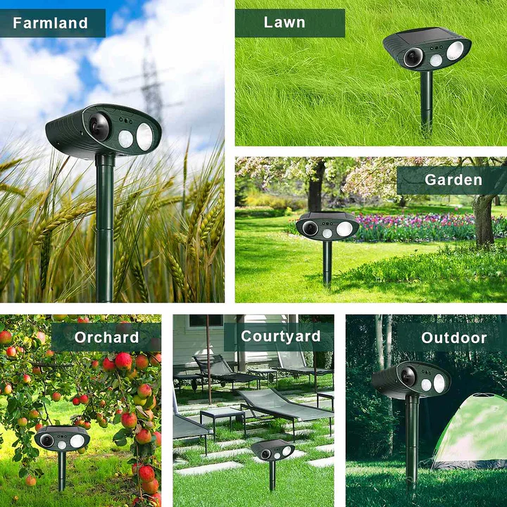 Solar Powered Ultrasonic Deer Repeller Outdoor Weatherproof