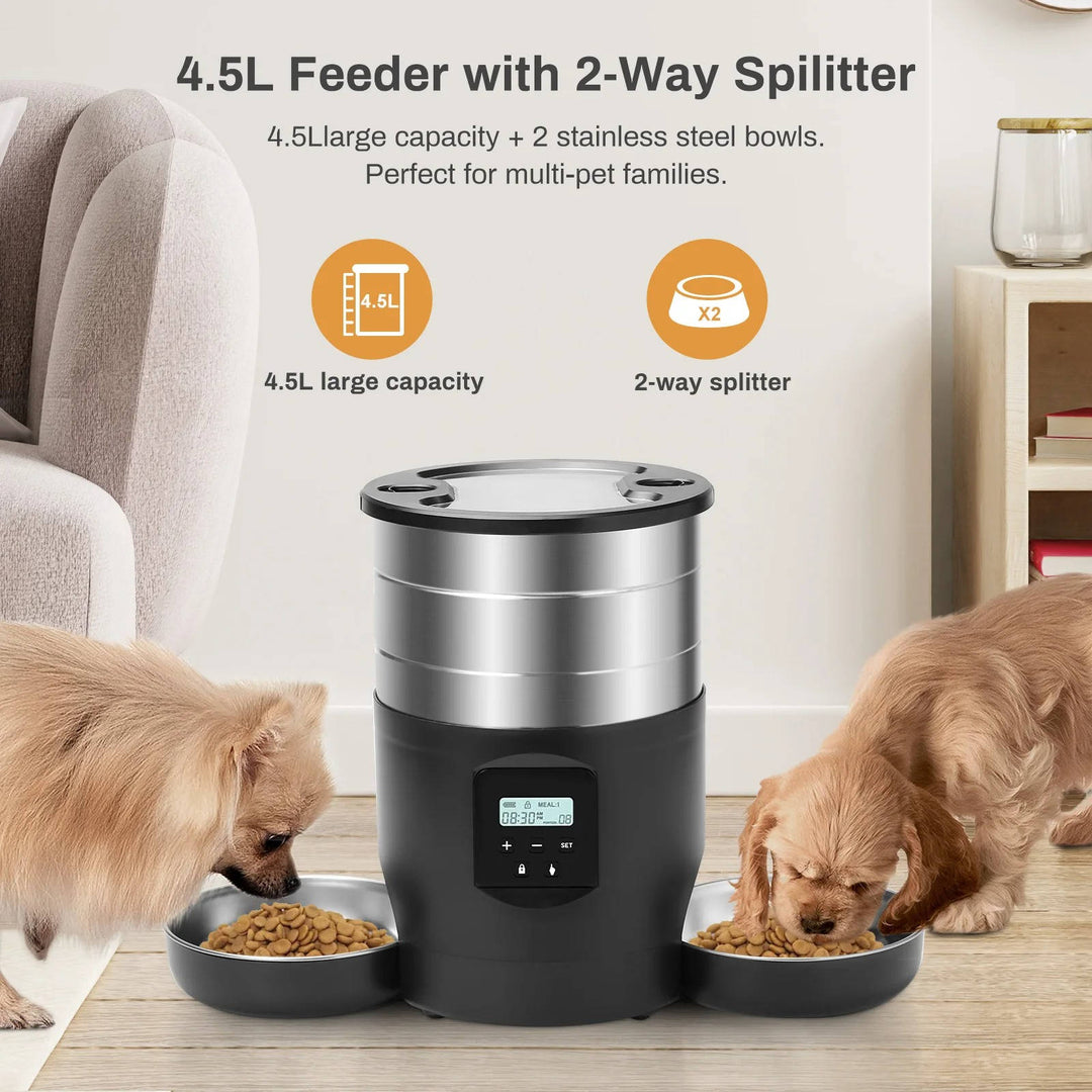 Automatic Cat Feeder with WiFi and Stainless Steel Bowls