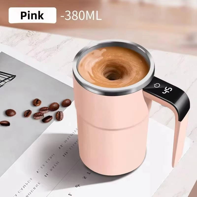 USB Rechargeable Heated Travel Coffee Mug Self-Mixing Waterproof
