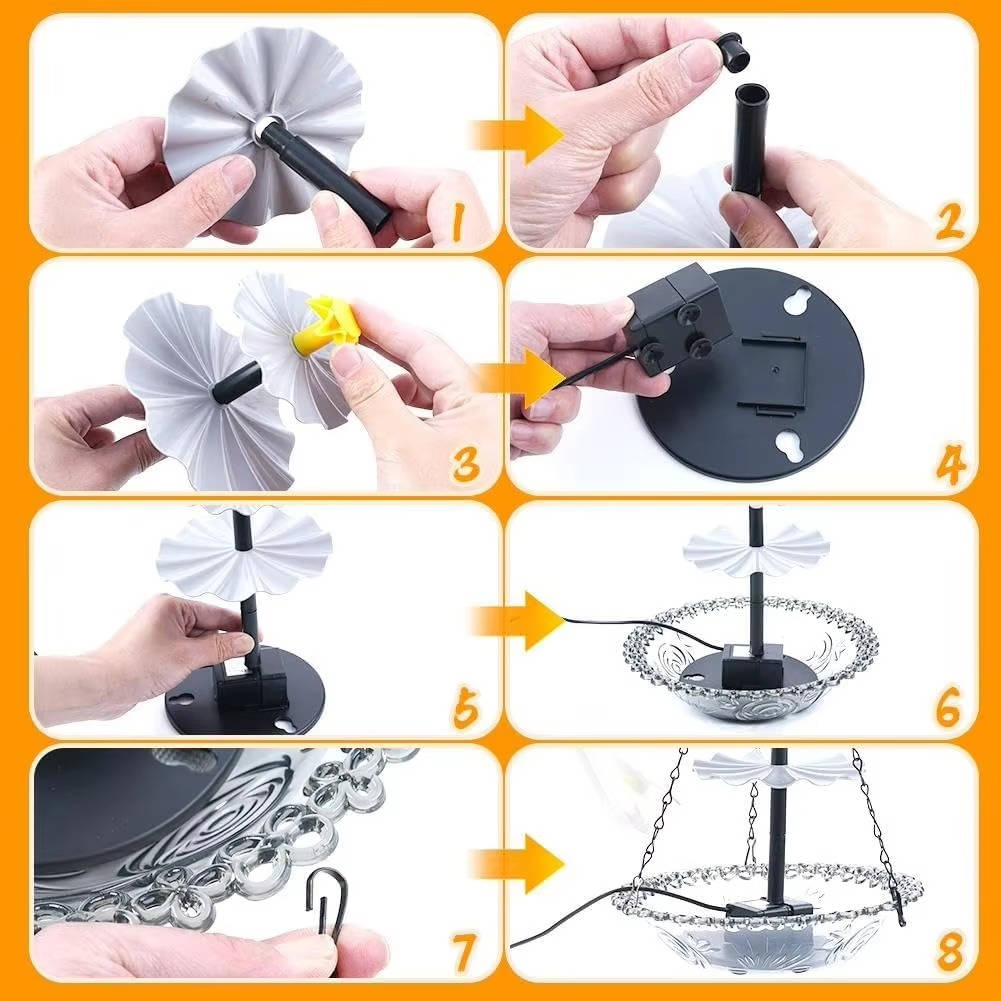 Outdoor Solar-Powered Hanging Bird Bath Fountain with Automatic Pump