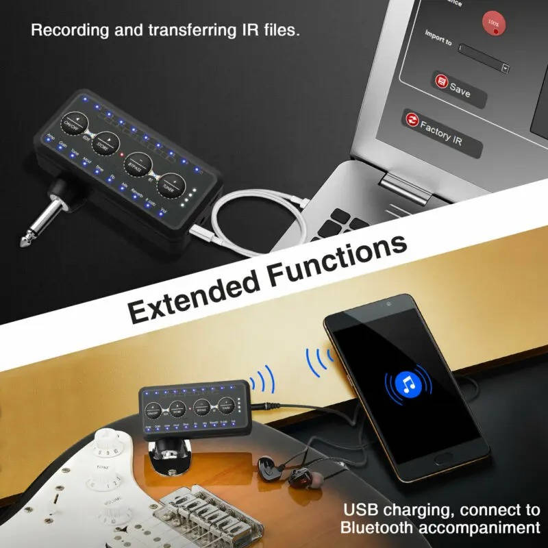 Portable Guitar Headphone Amplifier Mini Plug-In for Acoustic Bass