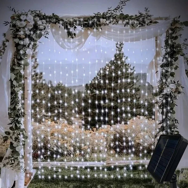 Outdoor Solar LED Curtain Lights Waterproof Fairy String