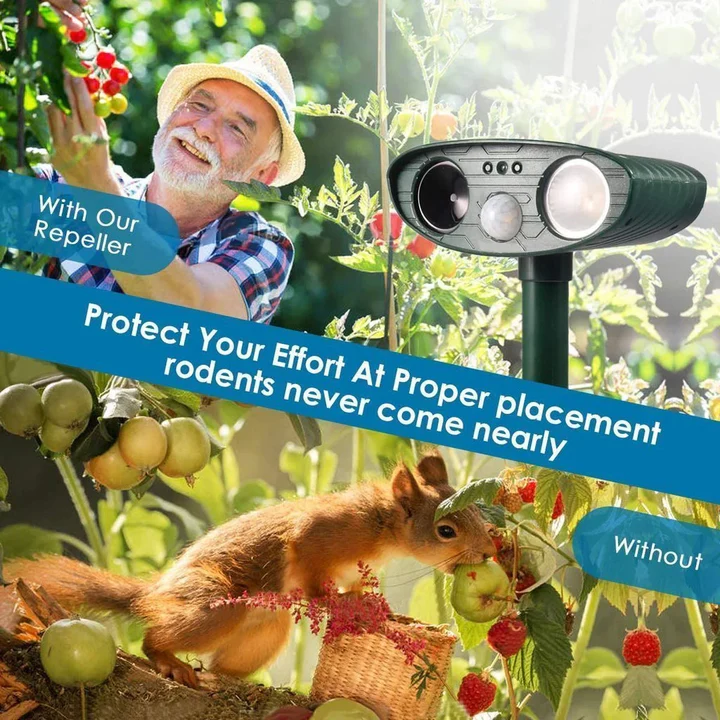 Solar Powered Ultrasonic Deer Repeller Outdoor Weatherproof