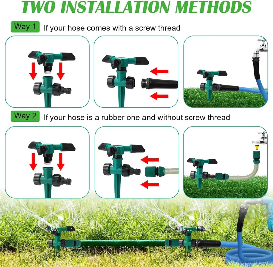 Garden Sprinkler System Set with Adjustable Nozzles