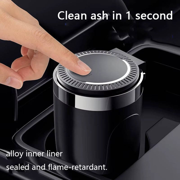 Portable Car Ashtray with Lid LED Cup Holder Smokeless Design