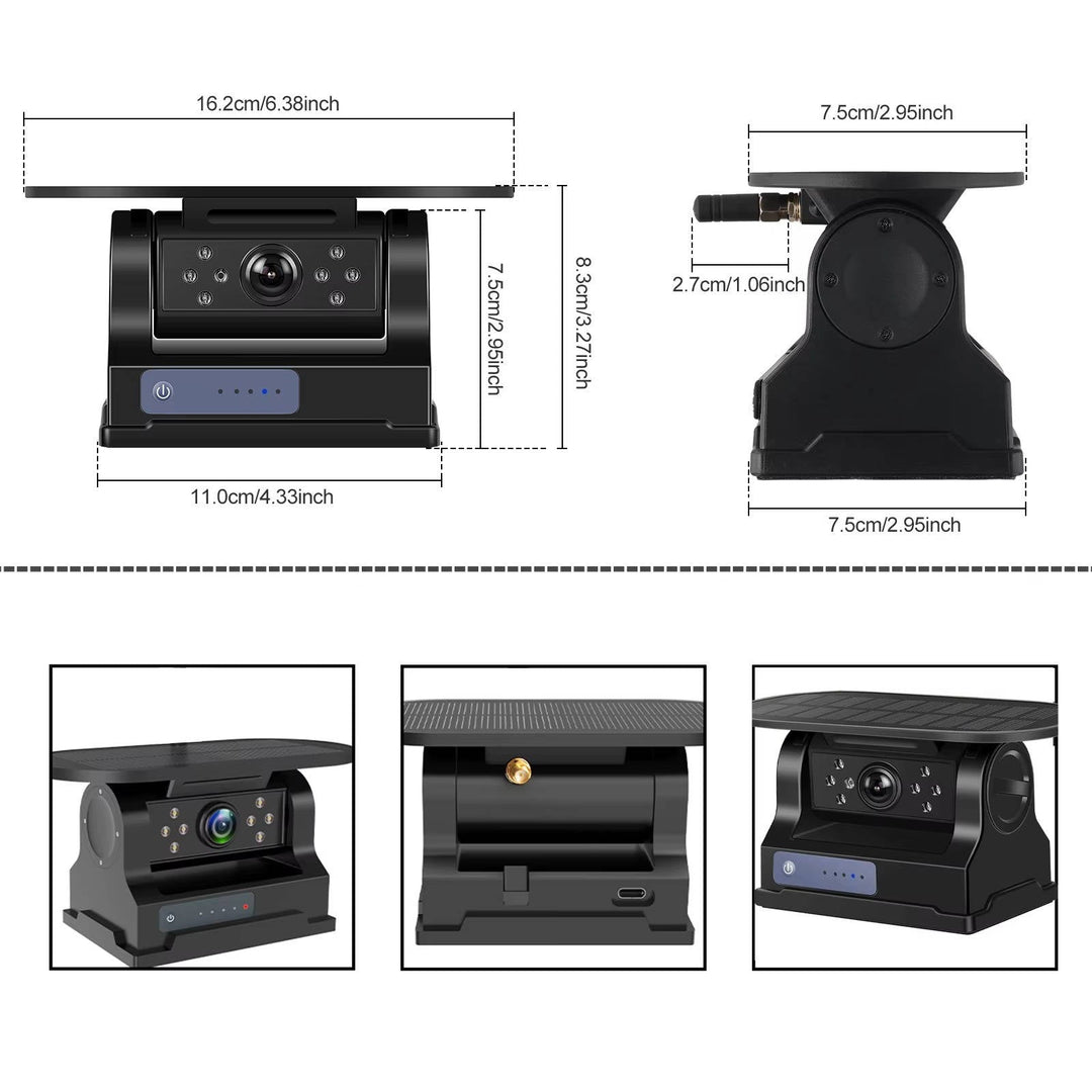 Wireless Backup Camera Kit with Solar Panel HD 1080P Monitor
