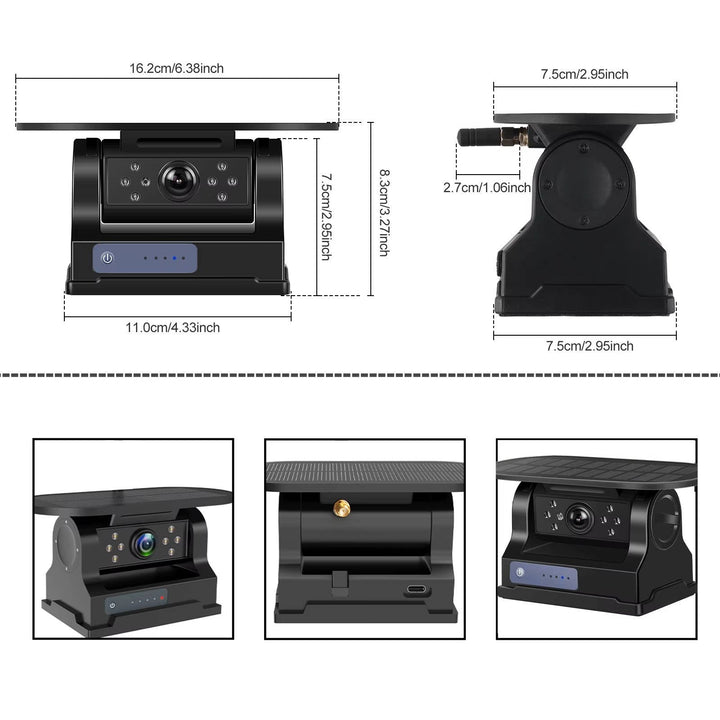Wireless Backup Camera Kit with Solar Panel HD 1080P Monitor
