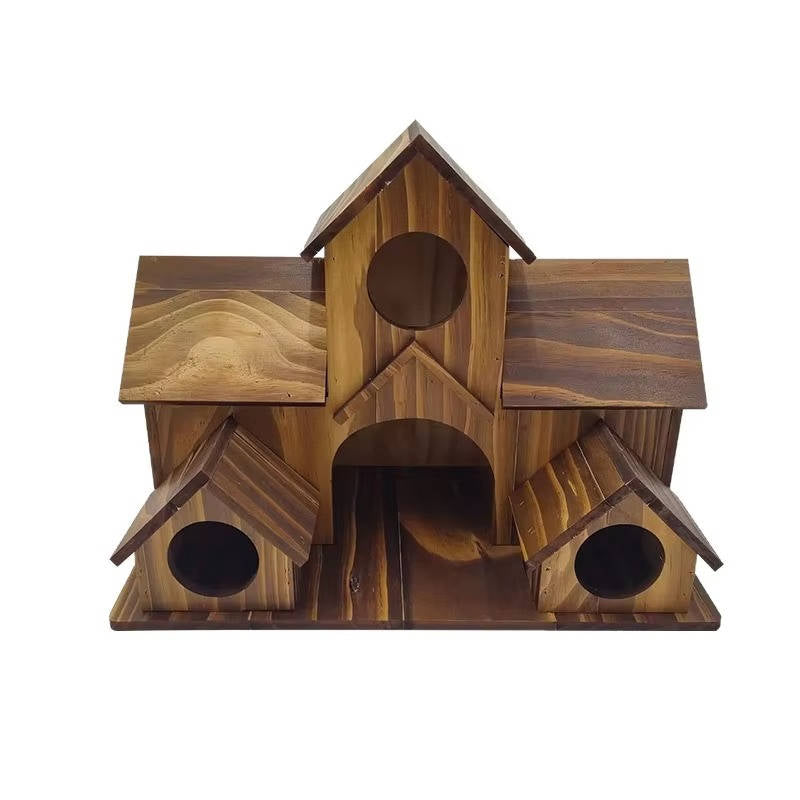 Outdoor Wooden Birdhouse Hanging Feeder Natural Material Decorative