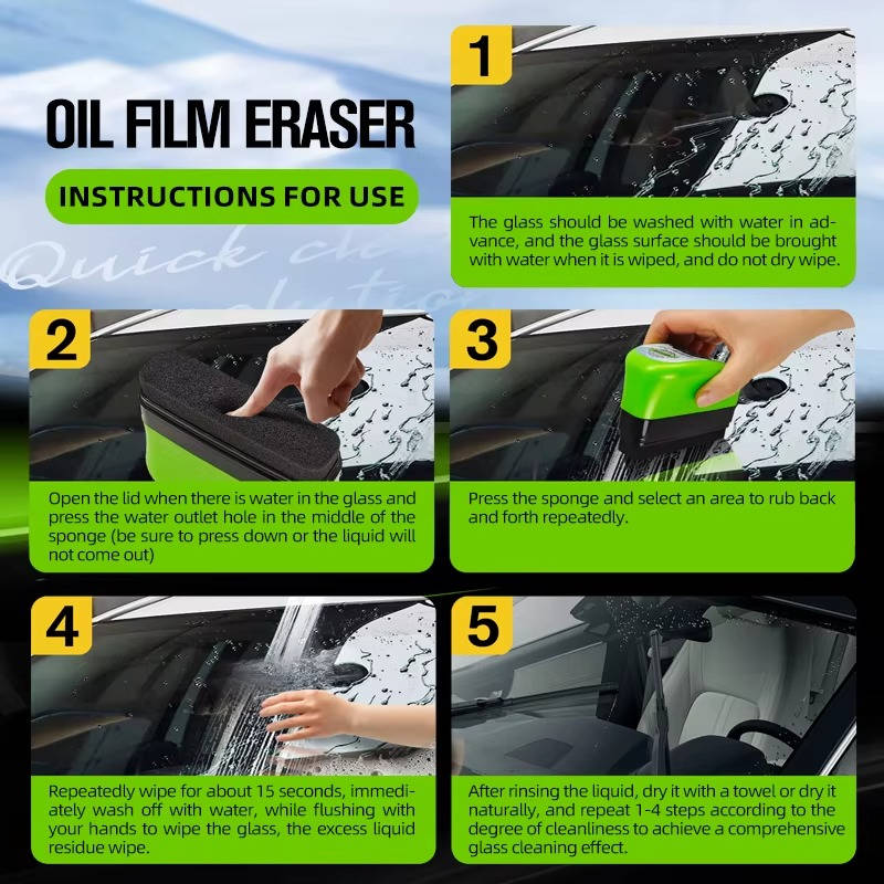 Car Window Glass Cleaner with Oil Film Brush Automotive Cleaning Tool