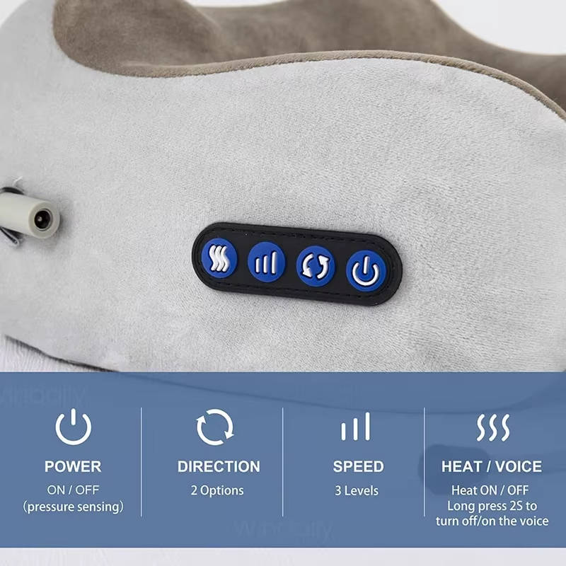 Ergonomic Travel Neck Pillow with Massager for Comfort and Relaxation