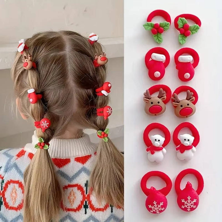 Girls Hair Ties Elastic Ponytail Holders Festive Design