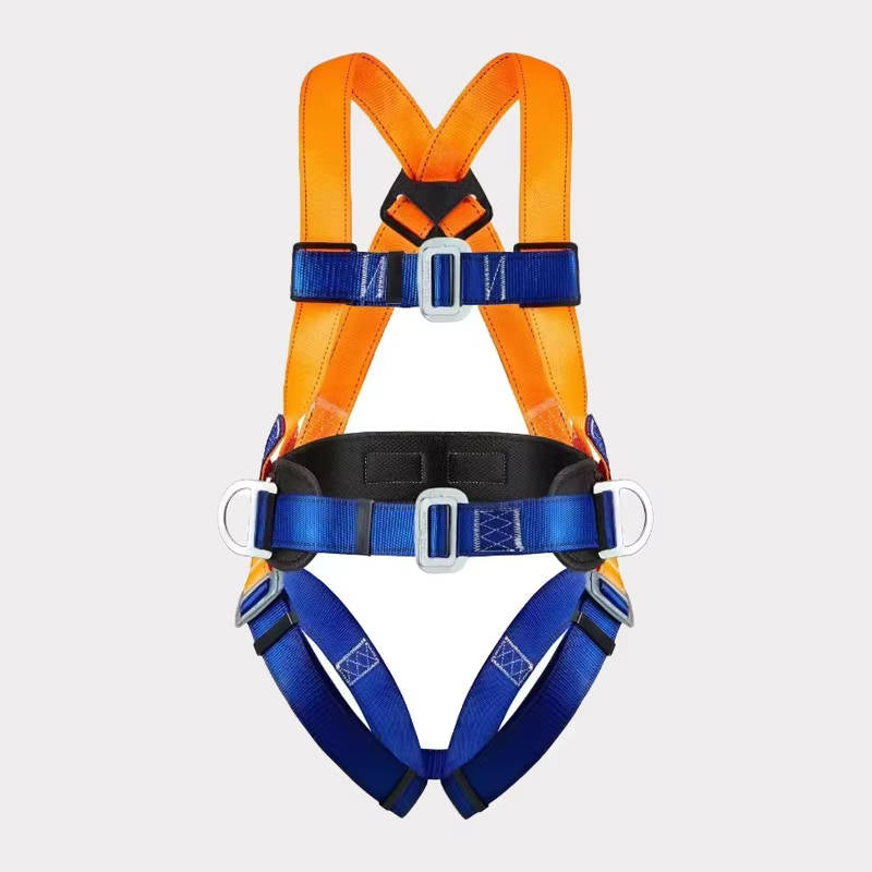 Safety Harness with Shock Absorbing Lanyard and Comfortable Waist Pad