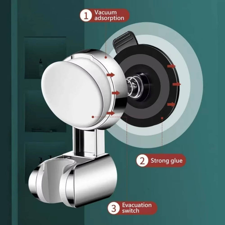 Universal Shower Head Holder Adhesive Mount No-Drill Installation