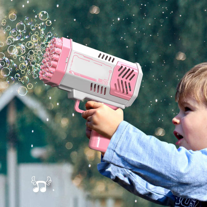 Kids Bubble Gun Toy Automatic Gatling Style with LED Lights
