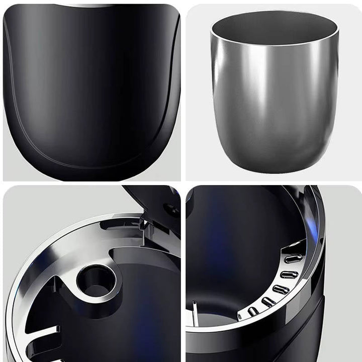 Portable Car Ashtray with Lid LED Cup Holder Smokeless Design