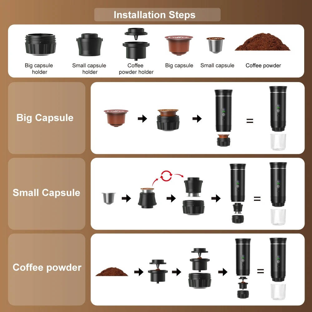 Portable Coffee Machine Compact Espresso Maker for Home and Car