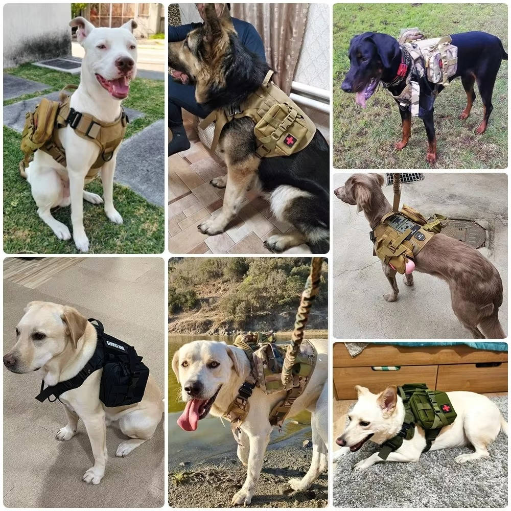 Adjustable Tactical Dog Vest Harness with Collar and Leash for Medium