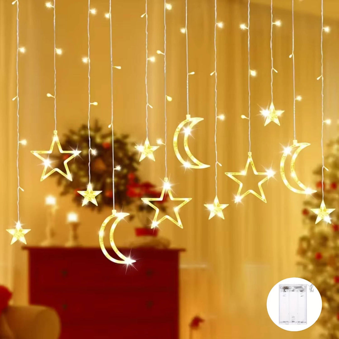 LED Curtain String Lights Star and Moon Design Decorative - Lenila