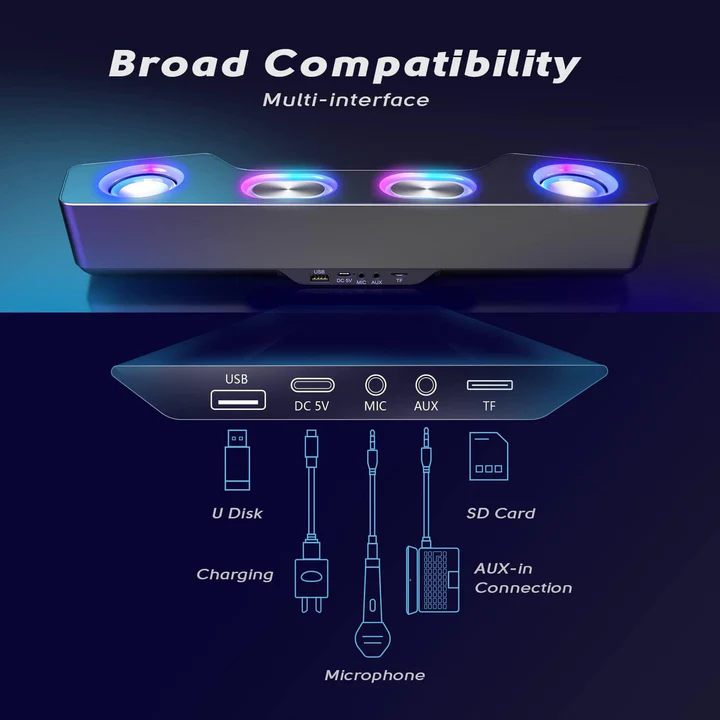 Wireless Bluetooth Desktop Speaker RGB Lighting Effects