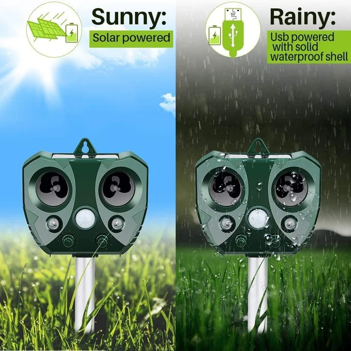 Outdoor Ultrasonic Animal Repeller Solar Powered