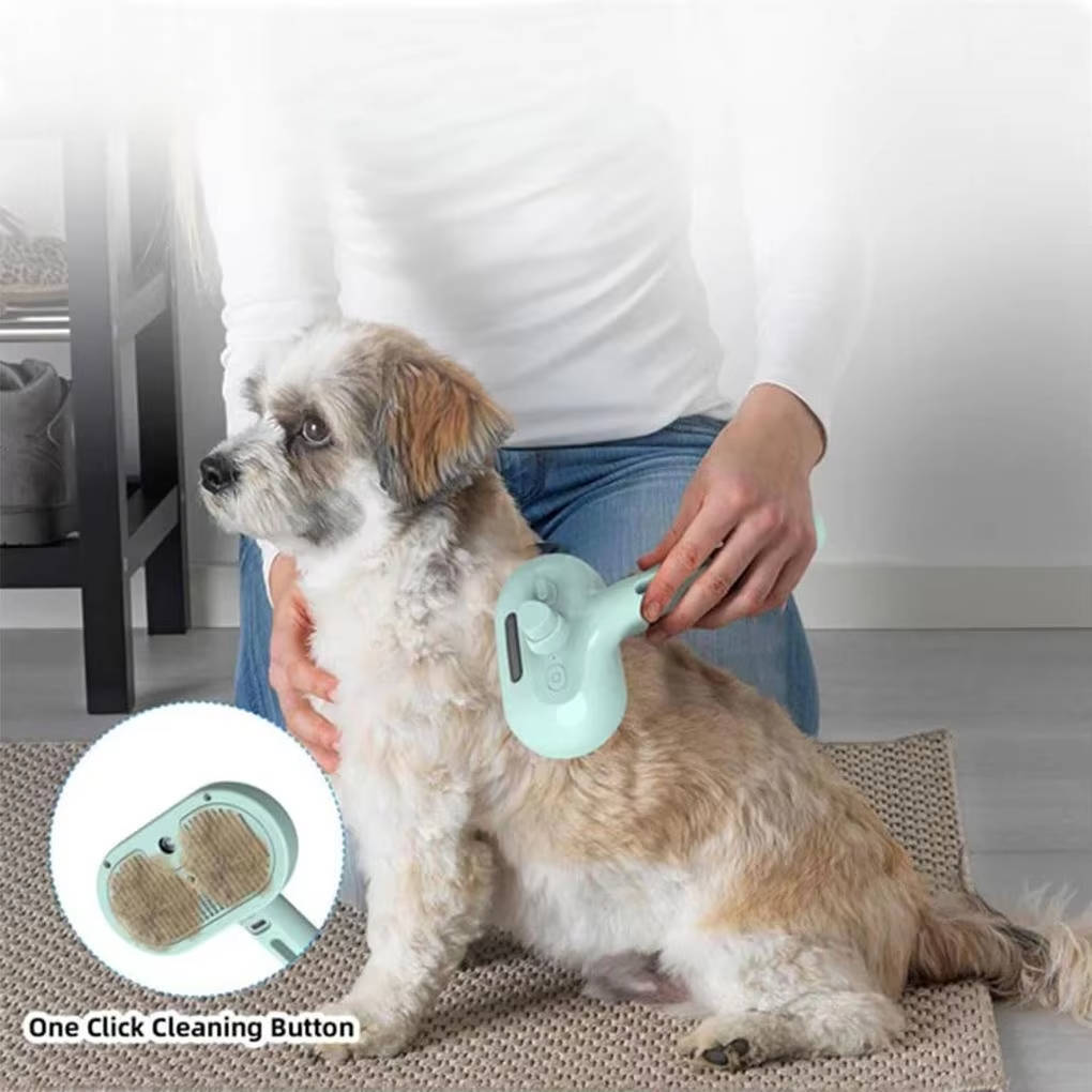 Pet Hair Steam Brush Self-Cleaning Grooming Tool