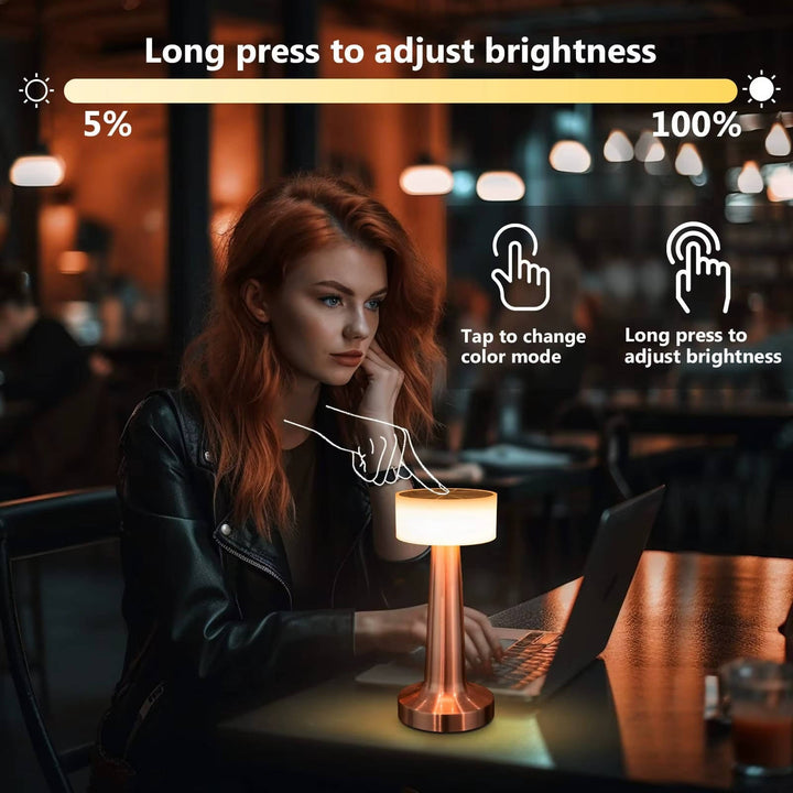 Cordless Table Lamp with Rechargeable Battery Metal Accent Ambient