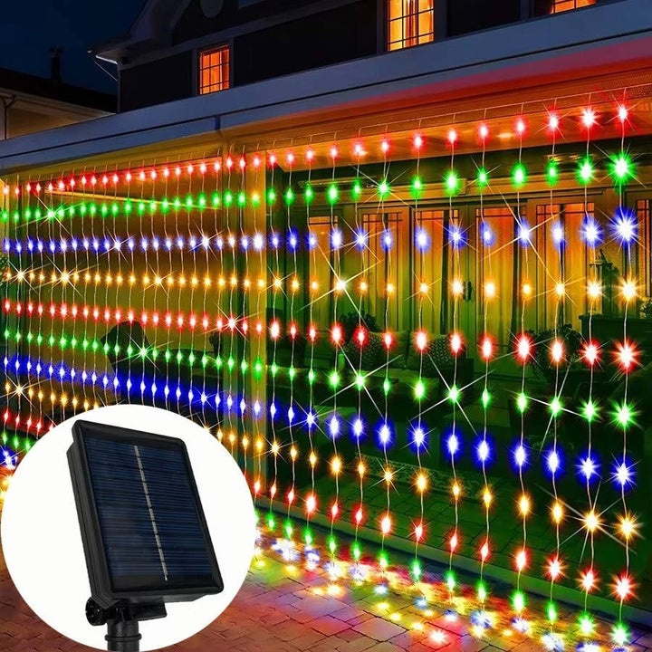 Outdoor Solar LED Curtain Lights Waterproof Fairy String