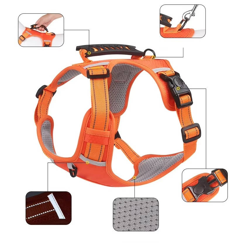 Adjustable Reflective Dog Harness Breathable Mesh No Pull Saddle